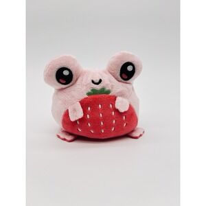 TeeTurtle Reversible Frog Plushie Pink Strawberry 5in Happy Sad Mood Toy
